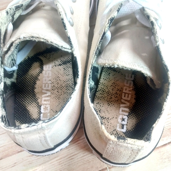Converse All Stars Low Top Cream Black Animal Print Double Tongue Women's Size 6 - Picture 9 of 15